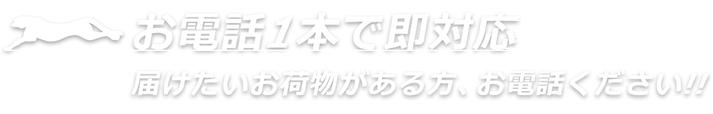 お電話1本で即対応。届けたいお荷物がある方、お電話ください