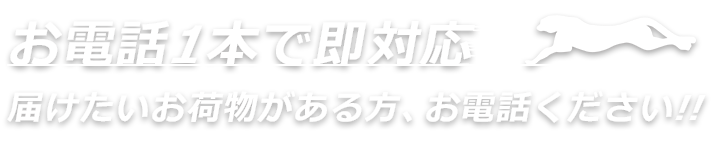 お電話1本で即対応。届けたいお荷物がある方、お電話ください